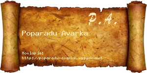 Poparadu Avarka névjegykártya
